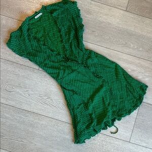 REFORMATION. - Green Polka Dot mini Dress  - S